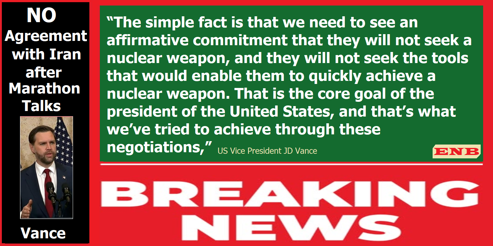 Vance - No Agreement with Iran