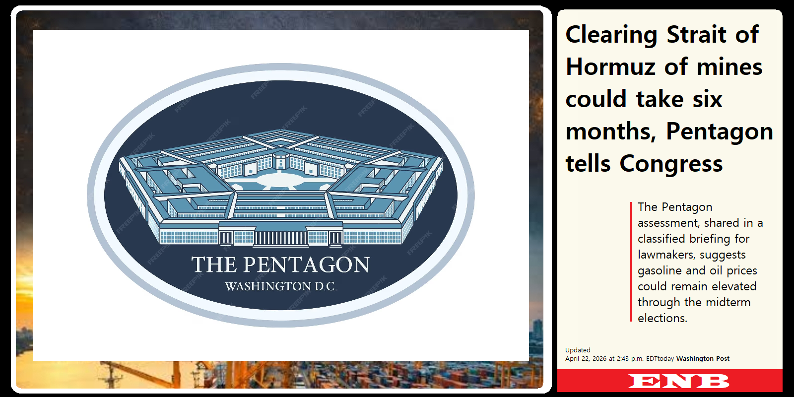 Clearing Hormuz mines could take 6 months-Pentagon