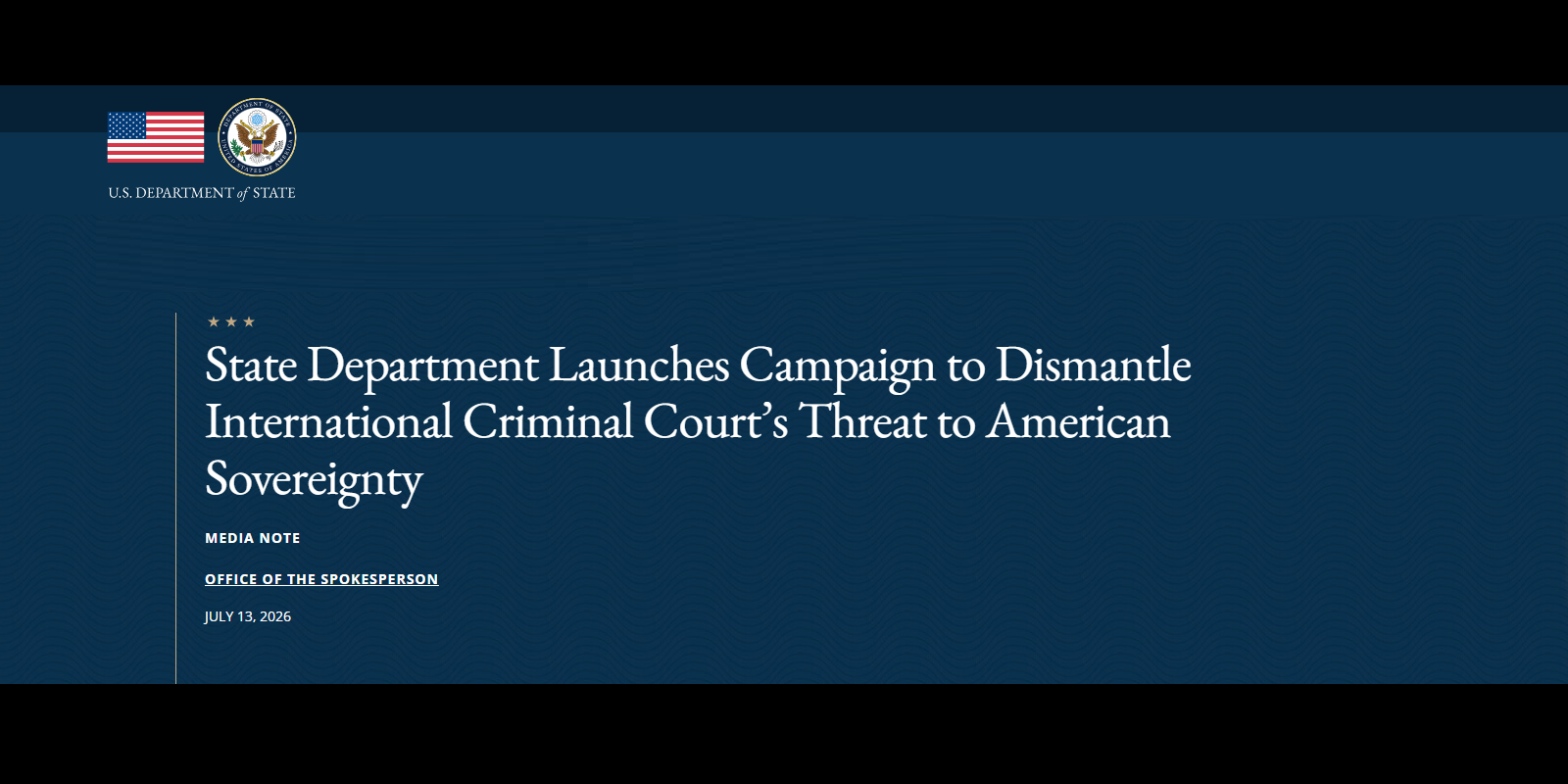 US Launches Campaign to Dismantle ICC