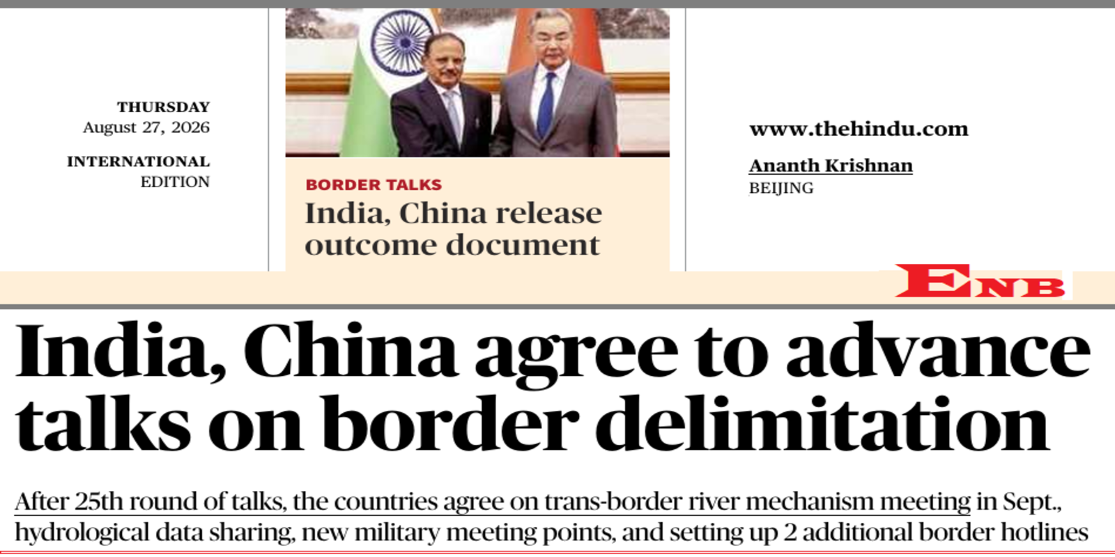 India China Border Talks Document