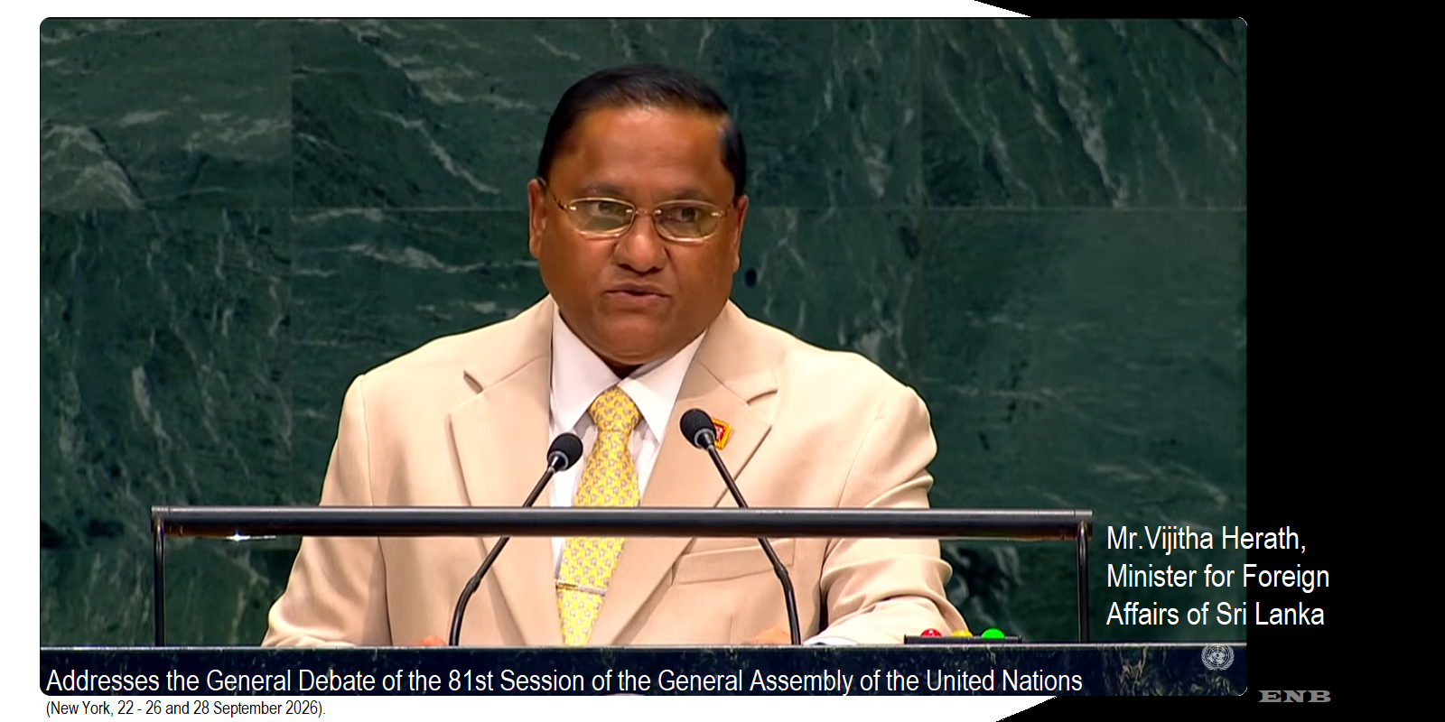 Vijitha Herath, Minister for Foreign Affairs addresses the UN